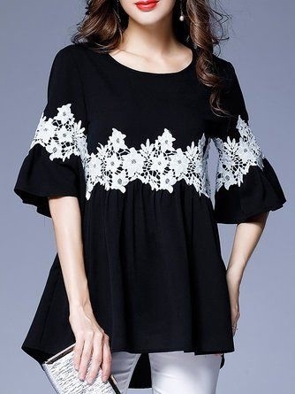 Варианты украшения блузок кружевами