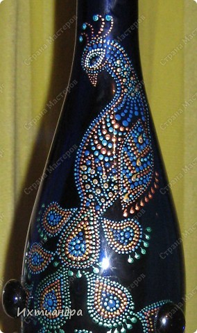 ​Декорирование стеклянных бутылок в технике точечной росписи