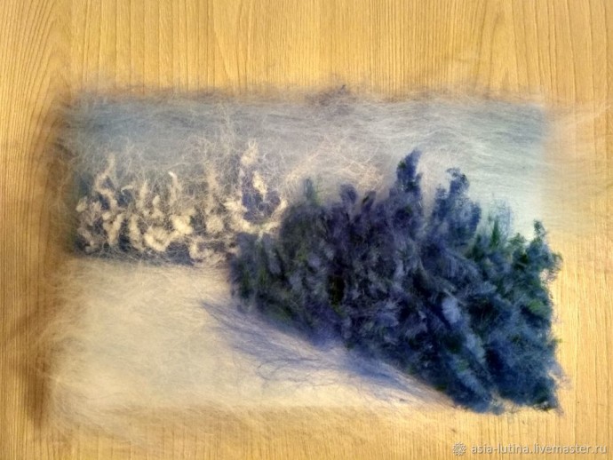 ​Картина из шерсти "Зимний пейзаж"