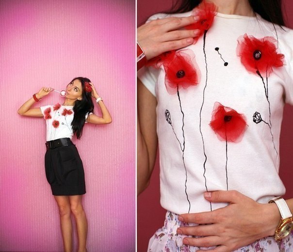 Декор майки маками