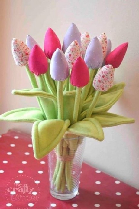 Текстильные тюльпаны для декора квартиры