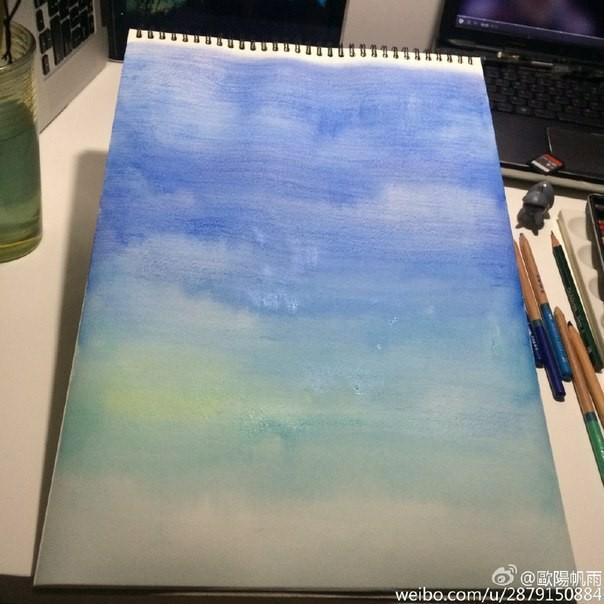 Рисуем картину акварелью "Звёздное небо над ночным лесом"