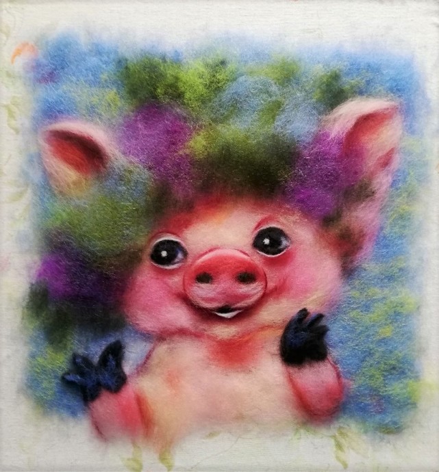 Шерстяная акварель: мастер-класс по изготовлению веселой свинки