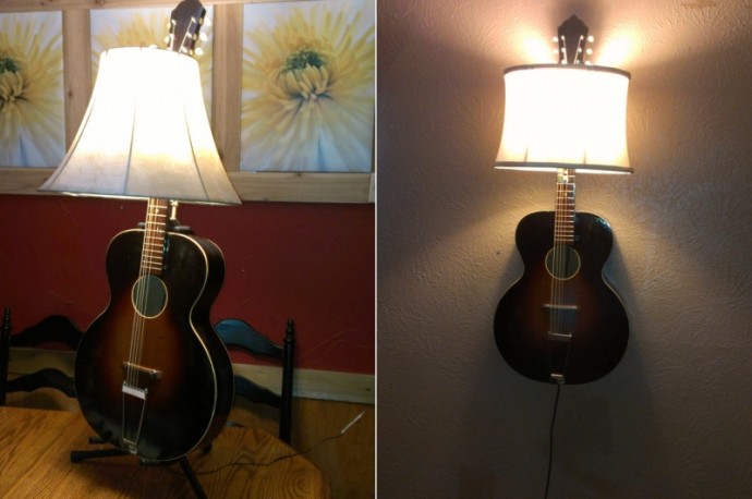 Светильник из старой гитары: оригинальные идеи