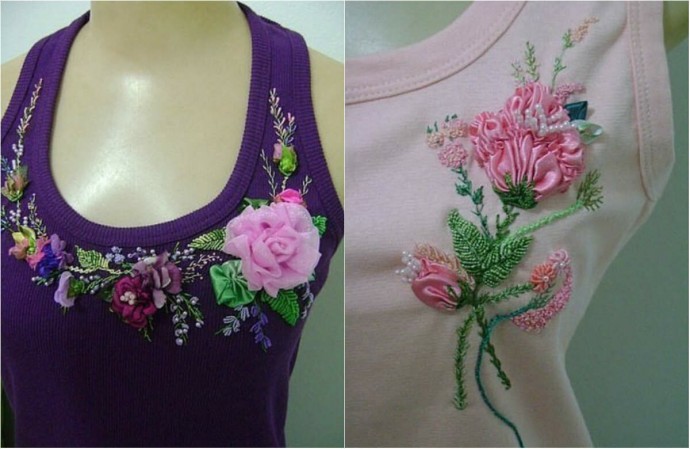 Вышитые цветы на одежде: красивые идеи для творчества