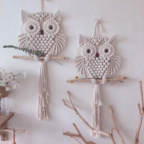 Совушки в технике плетения макраме