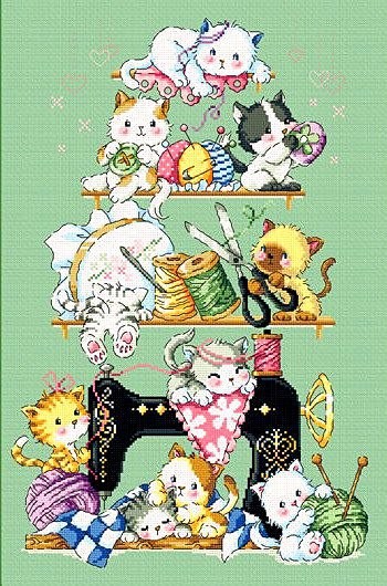 Вышиваем котов вокруг швейной машинки Вышиваем котов вокруг швейной машинки