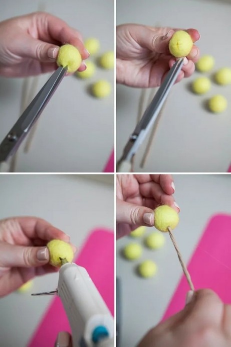 Войлочные цветы-шарики