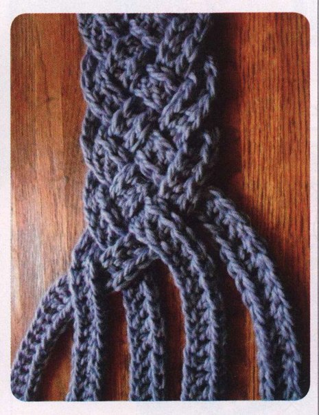 Плетёный шарф-снуд крючком: интересная техника