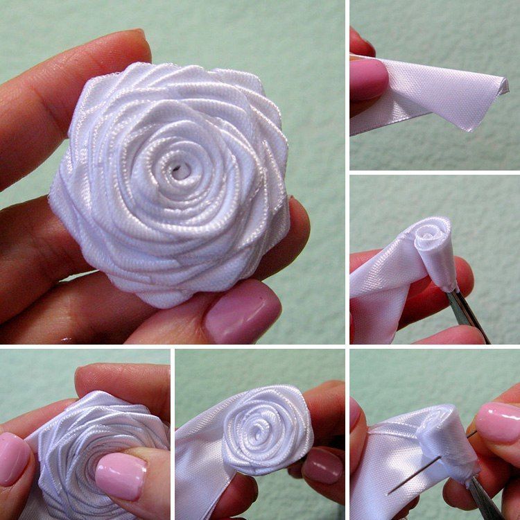 Простой и красивый способ сделать цветы из лент