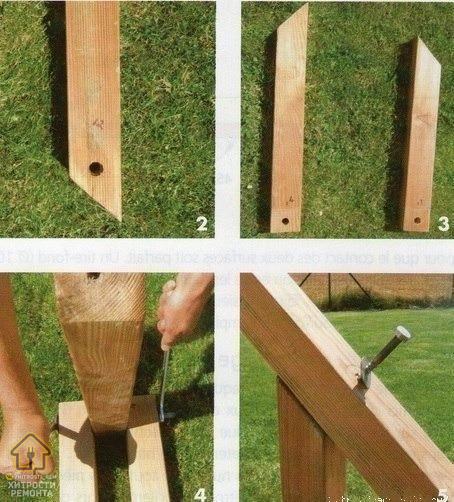 Стойка из дерева для гамака на дачу