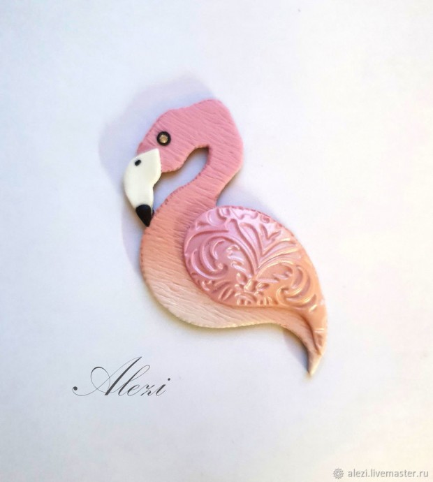 Брошь "Розовый фламинго"
