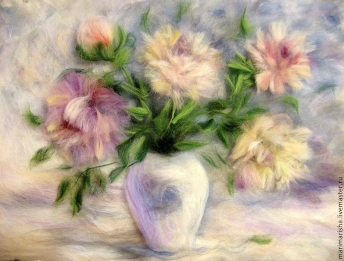 ​Восхитительные букеты в технике шерстяной акварели: идеи для творчества