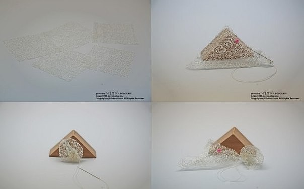 Цветок из тюлевой ленты для украшения волос