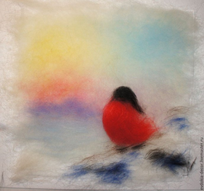 Снегирь в технике шерстяной акварели Снегирь в технике шерстяной акварели