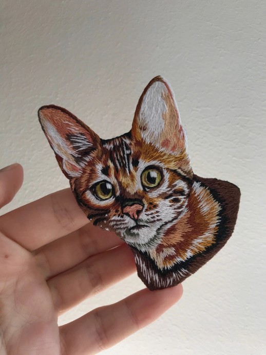 Броши: ручная вышивка хлопковым мулине