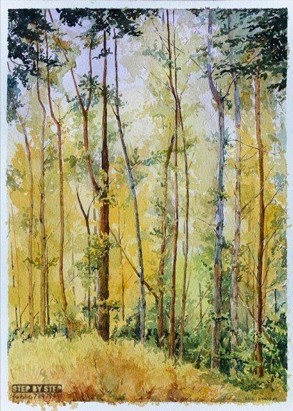 Урок рисования: лес акварелью