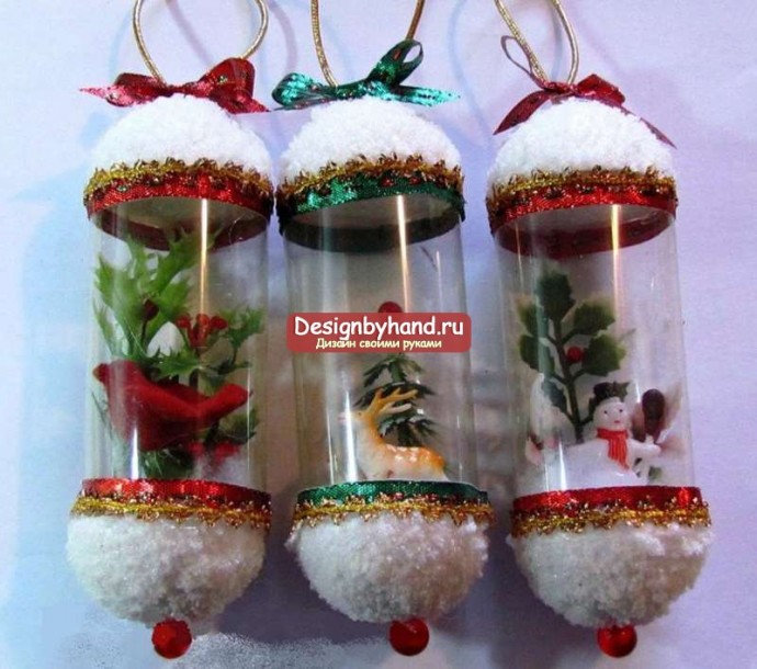Идея для новогодних игрушек из пластиковых бутылок и т.п.