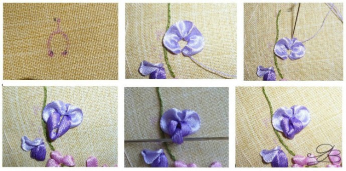 Уроки создания цветов из атласных лент: вышивка
