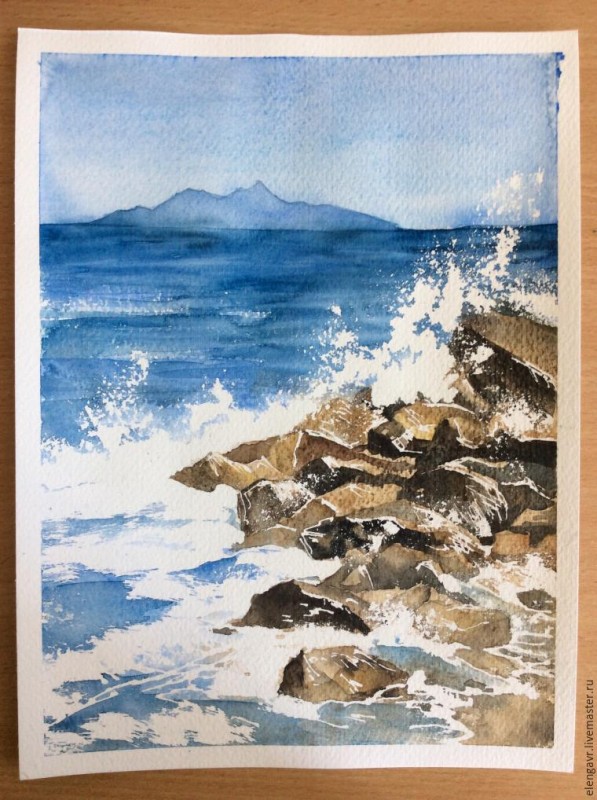 Рисуем морские брызги акварелью