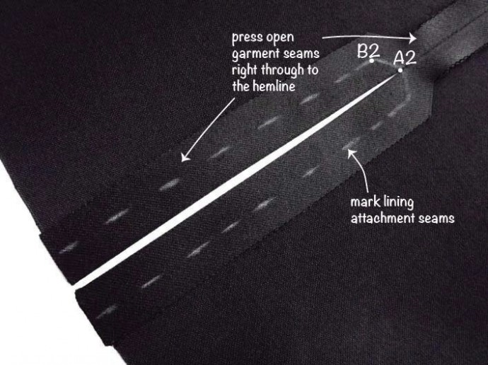 Техника шитья юбки с разрезом на подкладке