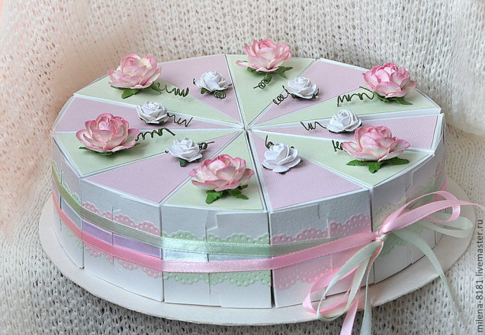 Подарочные коробочки в виде кусочка торта: схема