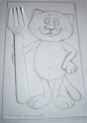 Лепим котика с вилкой из соленого теста: мастер-класс