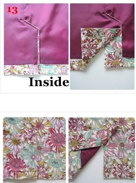 Обработка шлицы на юбке с подкладкой