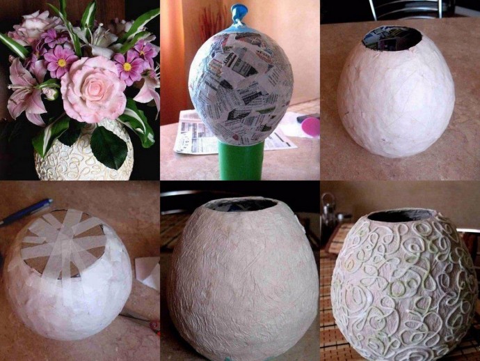 ​Интерьерная ваза в технике папье-маше