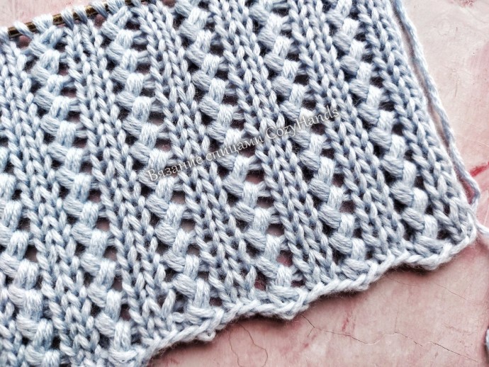 Изящный узор спицами: тонкие косички