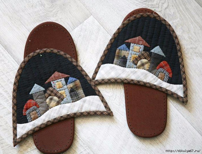 Шьём домашние тапочки с аппликацией