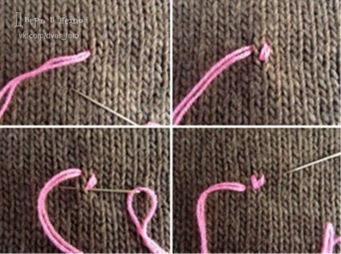 Вышивка на вязаном свитepe