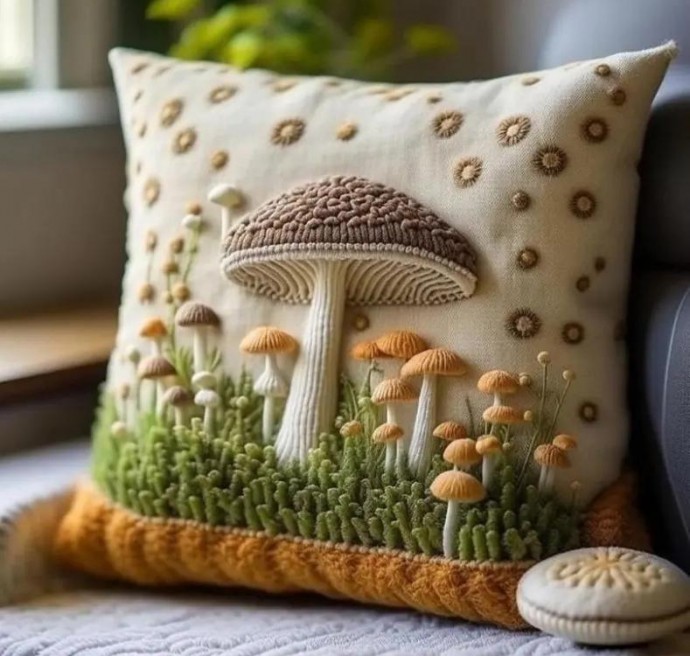 Грибы в технике объёмной вышивки: идеи для вдохновенного творчества