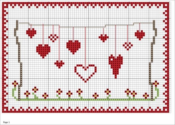 ​Вышиваем сердечки с красивыми орнаментами