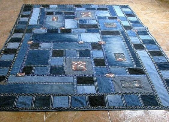 Симпатичные коврики из джинсовых лоскутков
