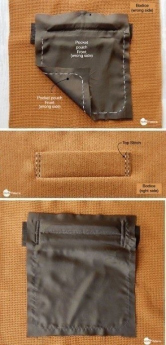 Интересный способ выполнения кармана с настрочной листочкой