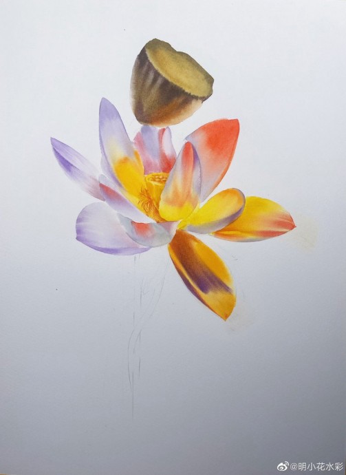 Урок рисования акварелью: лотос