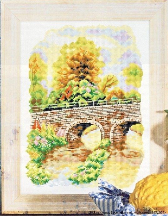 ​Вышивка "Осенний мост"