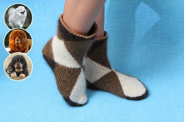 Интересная техника вязания теплых носочков из квадратов