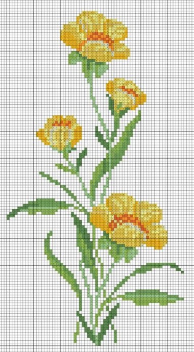 Небольшие схемы для вышивки цветами чехлов и футляров