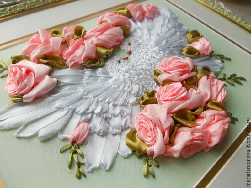 Потрясающая вышивка лентами: птицы