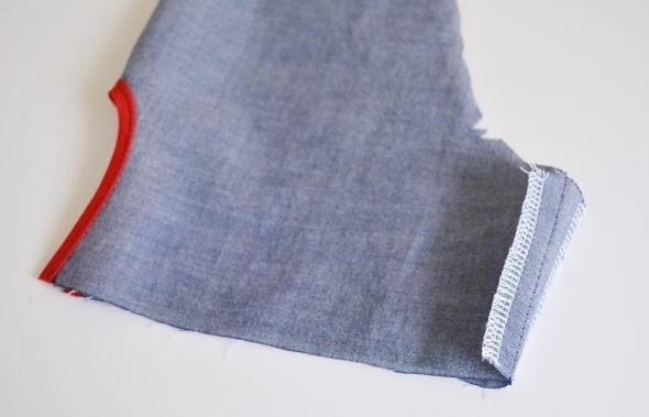 Обработка низа рукава косой бейкой с бантиком