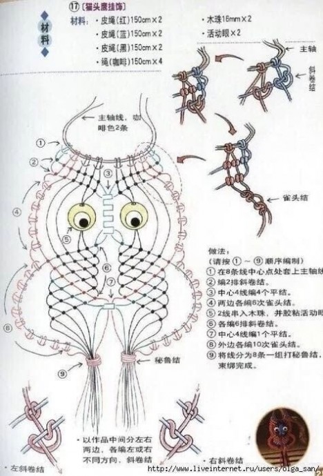 Совушки в технике плетения макраме