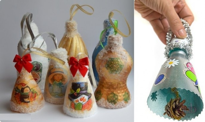 Идея для новогодних игрушек из пластиковых бутылок и т.п.