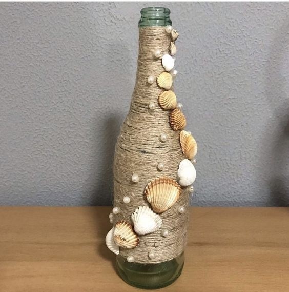Декорируем бутылочки в морском стиле