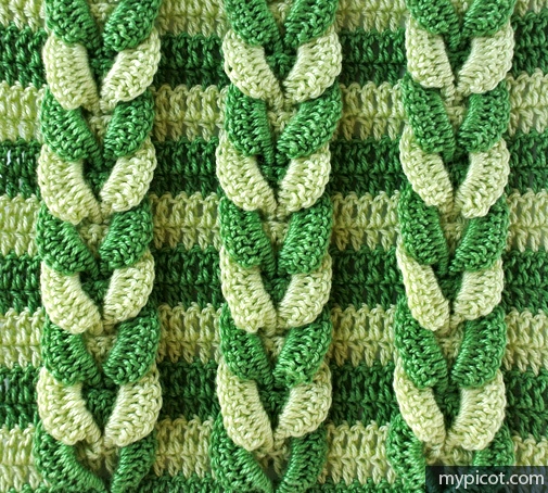 Узор с плетеной косичкой крючком