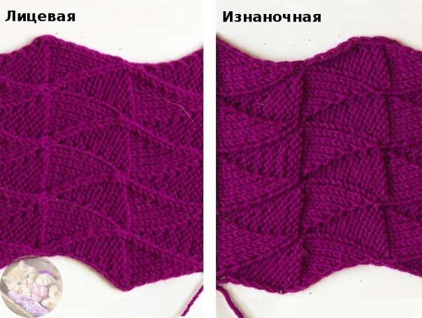 Красивый двухсторонний узор спицами