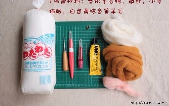 Котик в технике сухого валяния