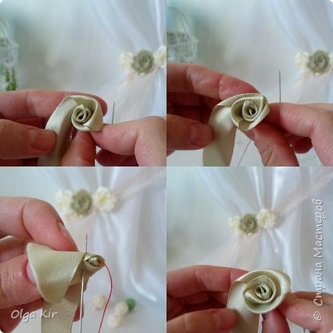 Розочки из атласной ленты