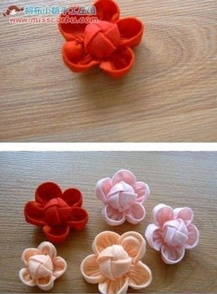 Красивые цветочки из ленты